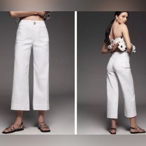 MAEVE Anthropologie Colette Cropped Wide-Leg Pants Cotton size 27
